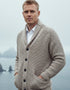 Aran Crafts Ribbed Gents Cardigan | Oatmeal