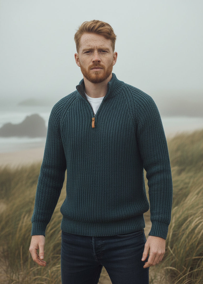 Aran Fisherman's 1/2 zip Sweater 