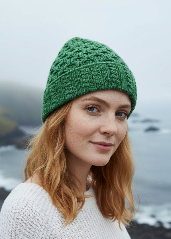 Aran Hat | Green Marl