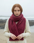 Aran Leaf Design Scarf | Raspberry - Clearance