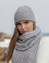 Aran Super Soft Heart Design Hat | Grey