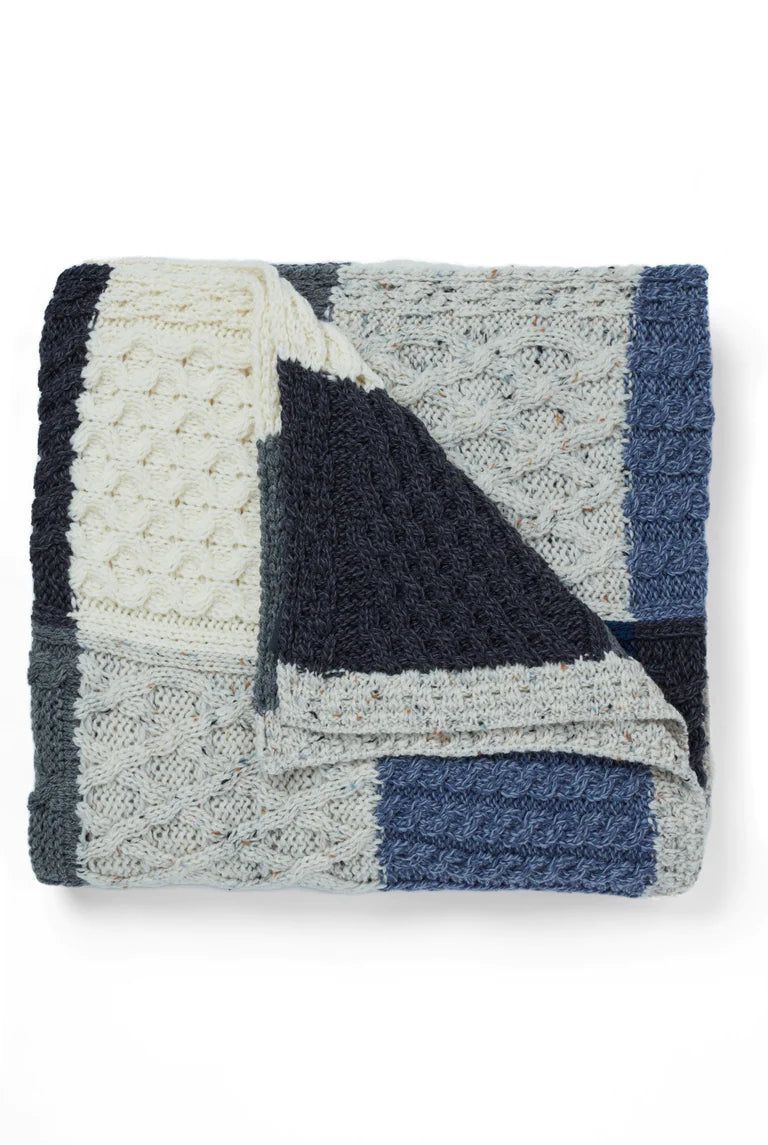 Aran Intarsia Blanket | Blue