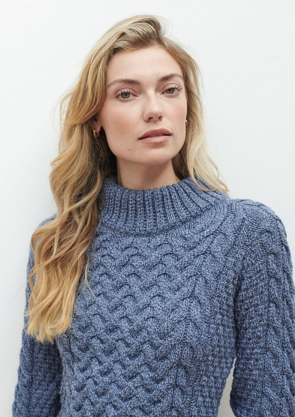 Aran Woollen Mills Crew Neck Sweater | Blue