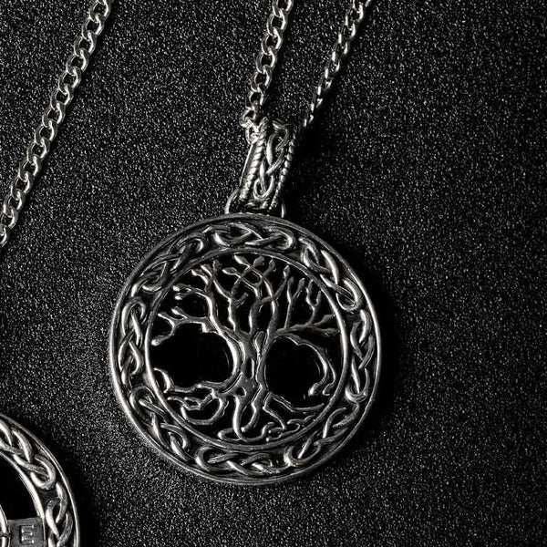 Black Onyx Sterling Silver Men’s Celtic Tree of Life Necklace