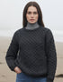 Aran Crew Neck Merino Sweater | Charcoal