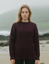 Aran Crew Neck Merino Sweater | Plum