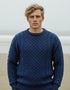 Aran Crew Neck Merino Sweater | Blue