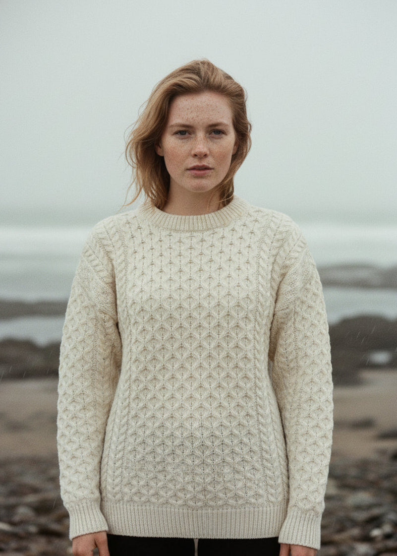 Ladies Aran Crew Neck Sweater