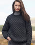 Unisex Aran Crew Neck Merino Sweater | Charcoal