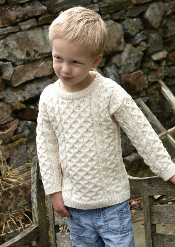Kids Aran Wool Sweater | Natural