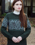 Aran Crafts Unisex Jacquard Sweater - Green