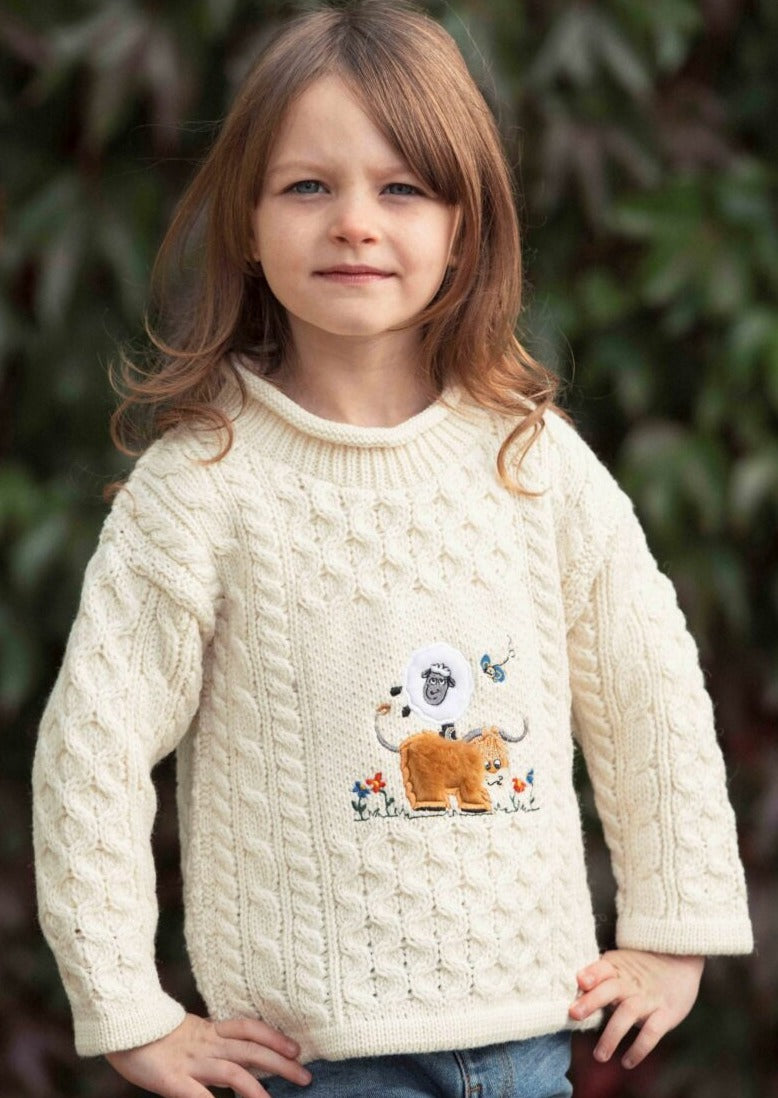 Embroidered Aran Sweater