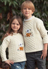 Kid's Sheep Embroidered Aran Sweater