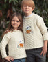 Kid's Sheep Embroidered Aran Sweater