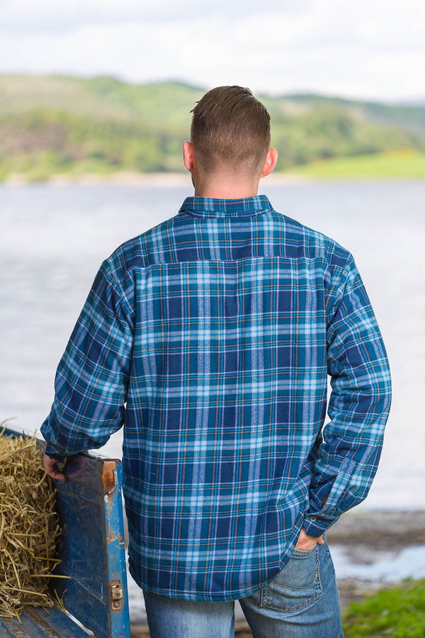 Men’s Flannel Fleece Lined Shirt | Blue Navy Check