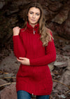 Aran Red Women's Long Fitted Coat