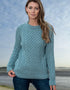 Ladies Slim-Fit Aran Sweater | Aqua