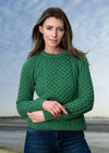 Ladies Slim-Fit Aran Sweater | Green