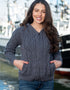 IrelandsEye Women's Aran Hooded Cardigan | Steel