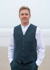 Navy Tweed Herringbone Waistcoat