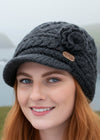 Aran Trellis Design Peak Hat Charcoal