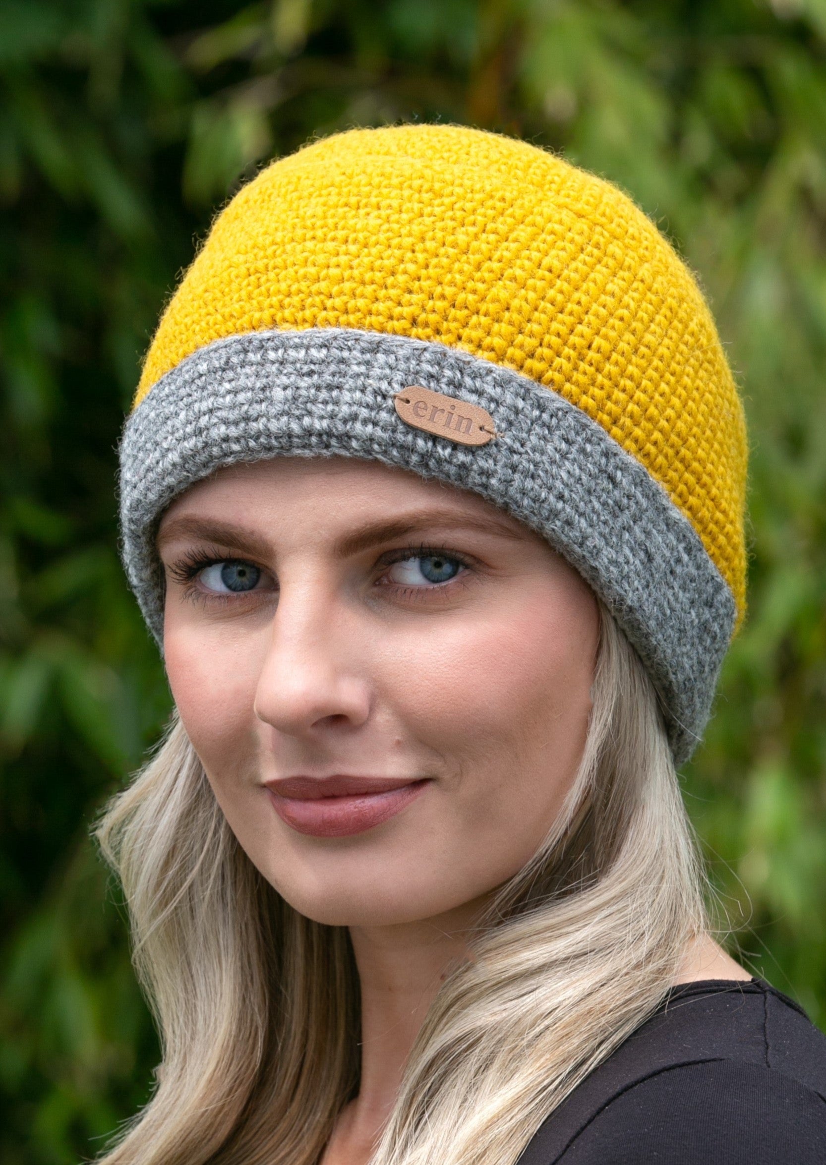 Crochet Turn up Hat Yellow