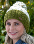 Wool Bobble Hat Flecked Green