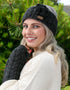 Aran Cable Knitted Charcoal Wool Flower Headband