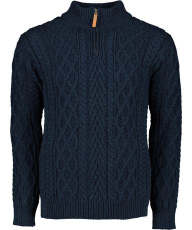 Mens Navy Half Zip Aran Crafts Sweater - Skellig Gift Store