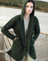 Aran Crafts Herringbone Shawl Hooded Cardigan | Green