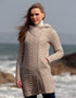 Aran Crafts Heart Design Hooded Coat | Oatmeal