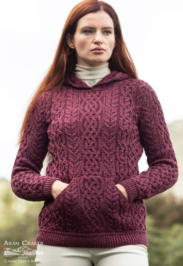 Aran Crafts Hooded Purple Salthill Sweater