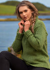 Ladies Donegal Wool Green Hooded Sweater