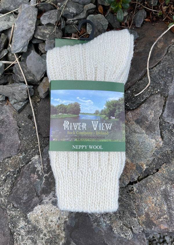 Natural Irish Wool Neppy Socks | Large
