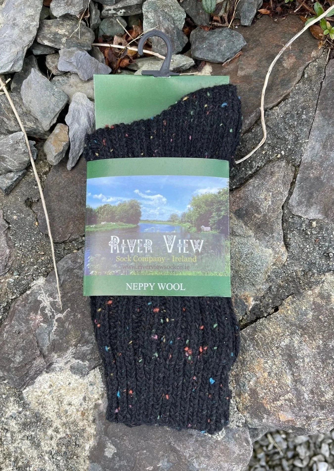 Black Irish Wool Neppy Socks