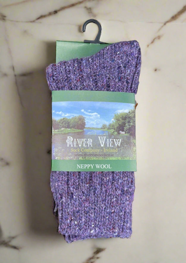 Lilac Irish Wool Neppy Socks