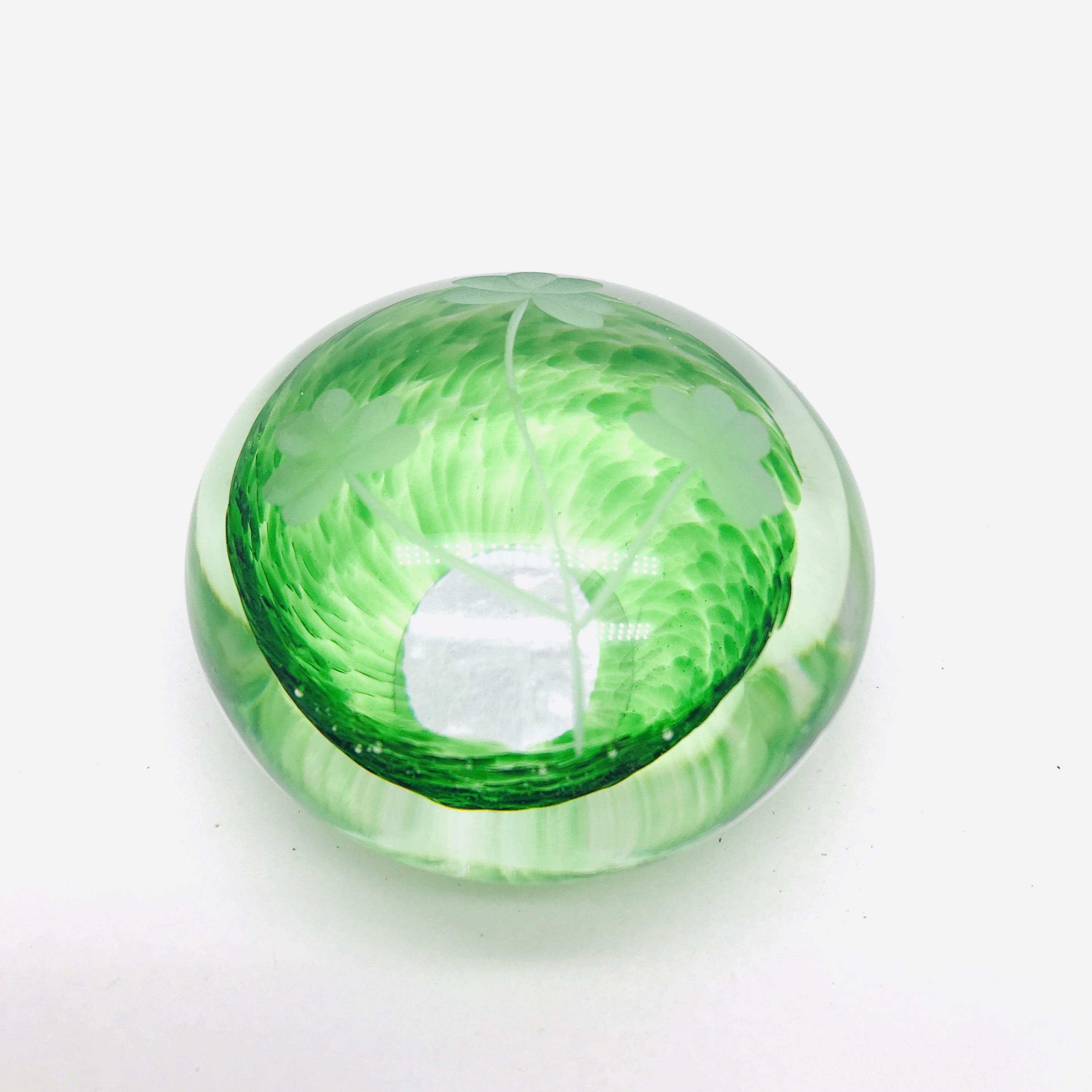 Green Shamrock Glass Paper Weight