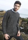 Donegal Curl Neck Charcoal Sweater