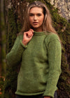 Ladies Roll Neck Lime Green Sweater
