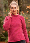 Ladies Roll Neck Pink Sweater