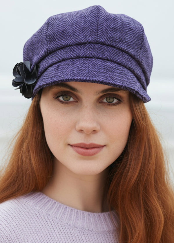 Ladies Purple Mucros Newsboy Cap
