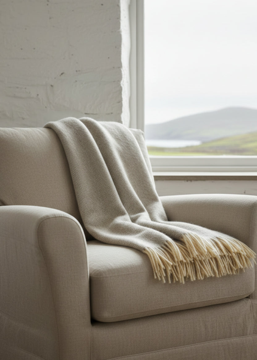 McNutt Gray Cloud Herringbone Blanket Throw