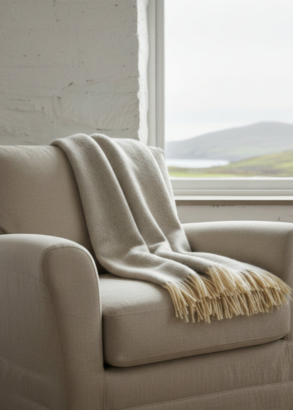 McNutt Gray Cloud Herringbone Blanket Throw