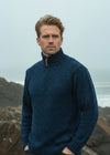 Men's Donegal Wool Half Zip Sweater | Blue