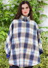 Mucros Half Zip Blue check Poncho