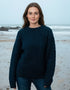 Oversized Lightweight Aran Sweater | Navy Green Mix