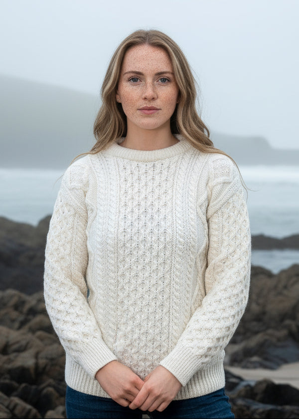 Oversized Lightweight Aran Sweater | natural