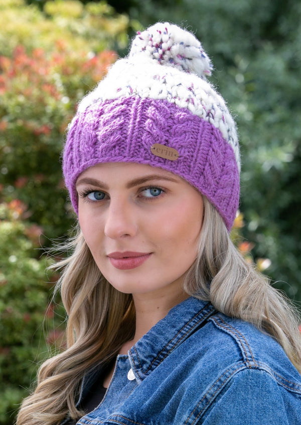 Wool Bobble Flecked Lilac Hat