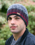 Rib Pullon Hat Marled Charcoal with Red Stripes