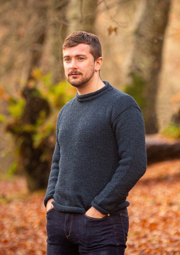 Donegal Hand Loomed Roll Neck Blackwatch Sweater